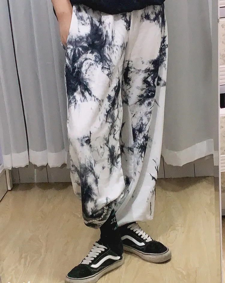 2022 Harajuku tie dye street hipster women cotton wide-leg sweatpants waist casual pants