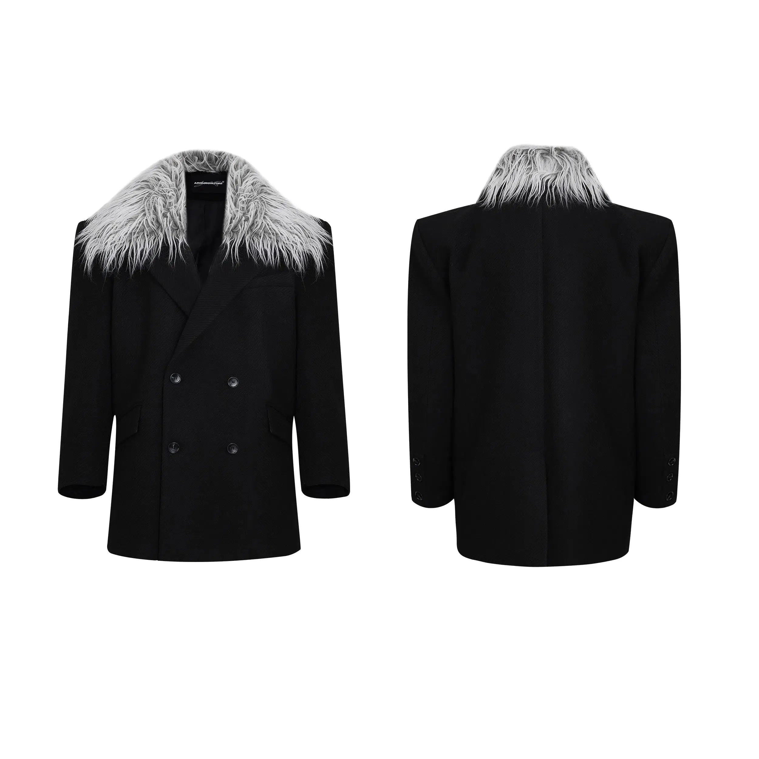 3D Twill Fur Collar Suit Jacket