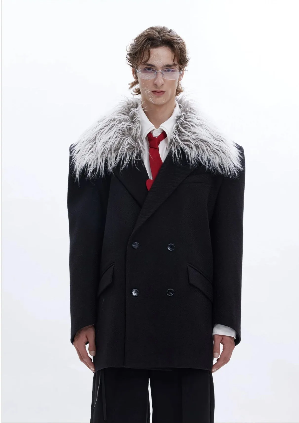 3D Twill Fur Collar Suit Jacket