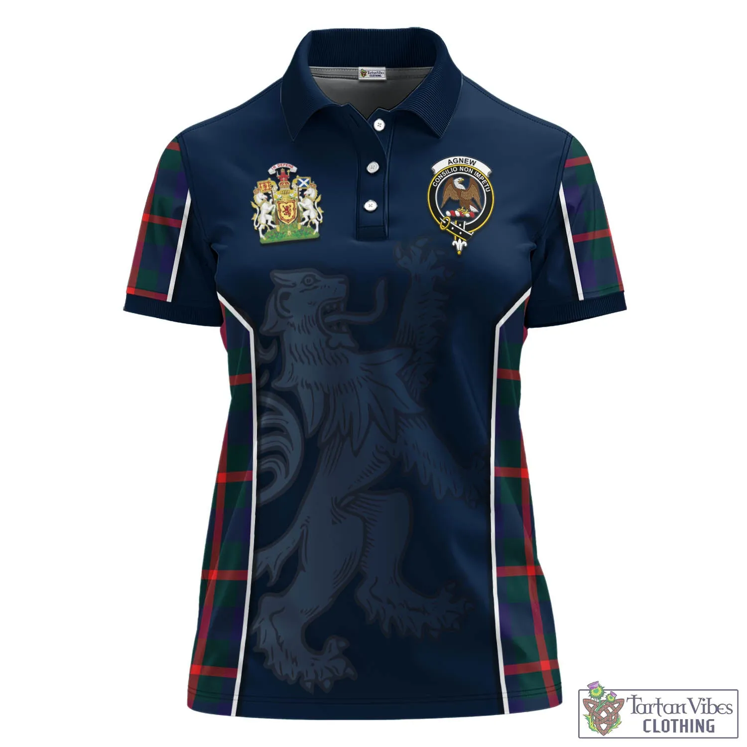 Agnew Tartan Women's Polo Shirt with Family Crest and Lion Rampant Vibes Sport Style