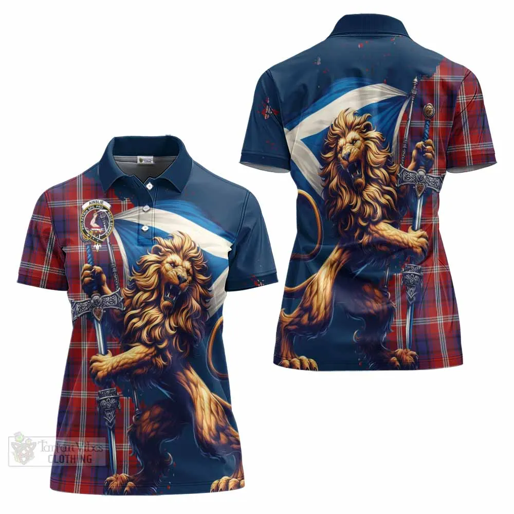 Ainslie Tartan Family Crest Women's Polo Shirt with Scottish Majestic Lion