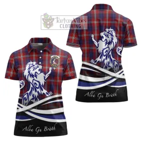 Ainslie Tartan Women's Polo Shirt with Alba Gu Brath Regal Lion Emblem