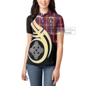 Ainslie Tartan Women's Polo Shirt with Family Crest and Celtic Symbol Style