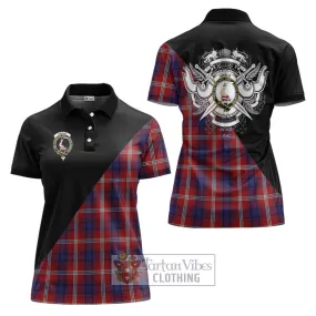 Ainslie Tartan Women's Polo Shirt with Family Crest and Military Logo Style