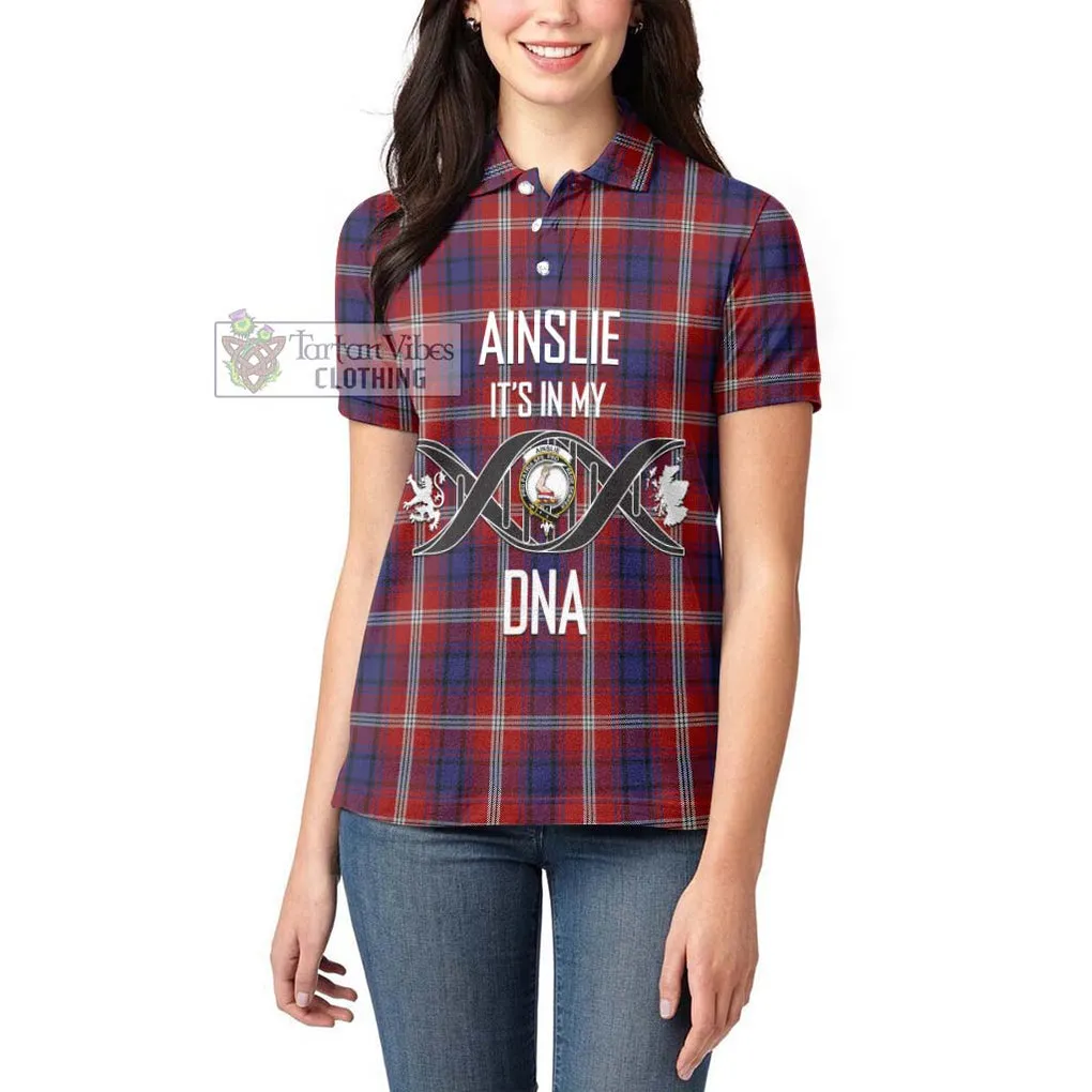 Ainslie Tartan Women's Polo Shirt with Family Crest DNA In Me Style