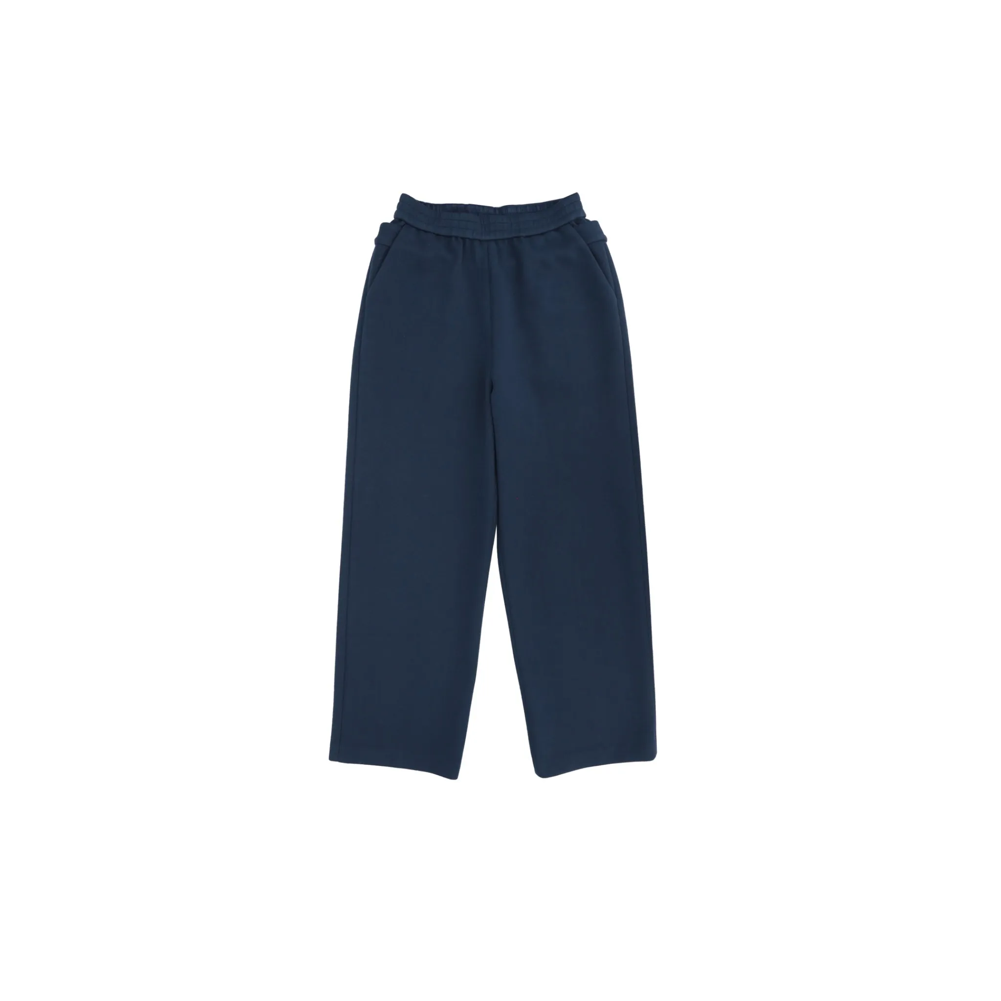 Air Layer Double Waist Wide-leg Sweatpants in Dark Blue