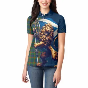 Aiton Tartan Family Crest Women's Polo Shirt with Scottish Majestic Lion