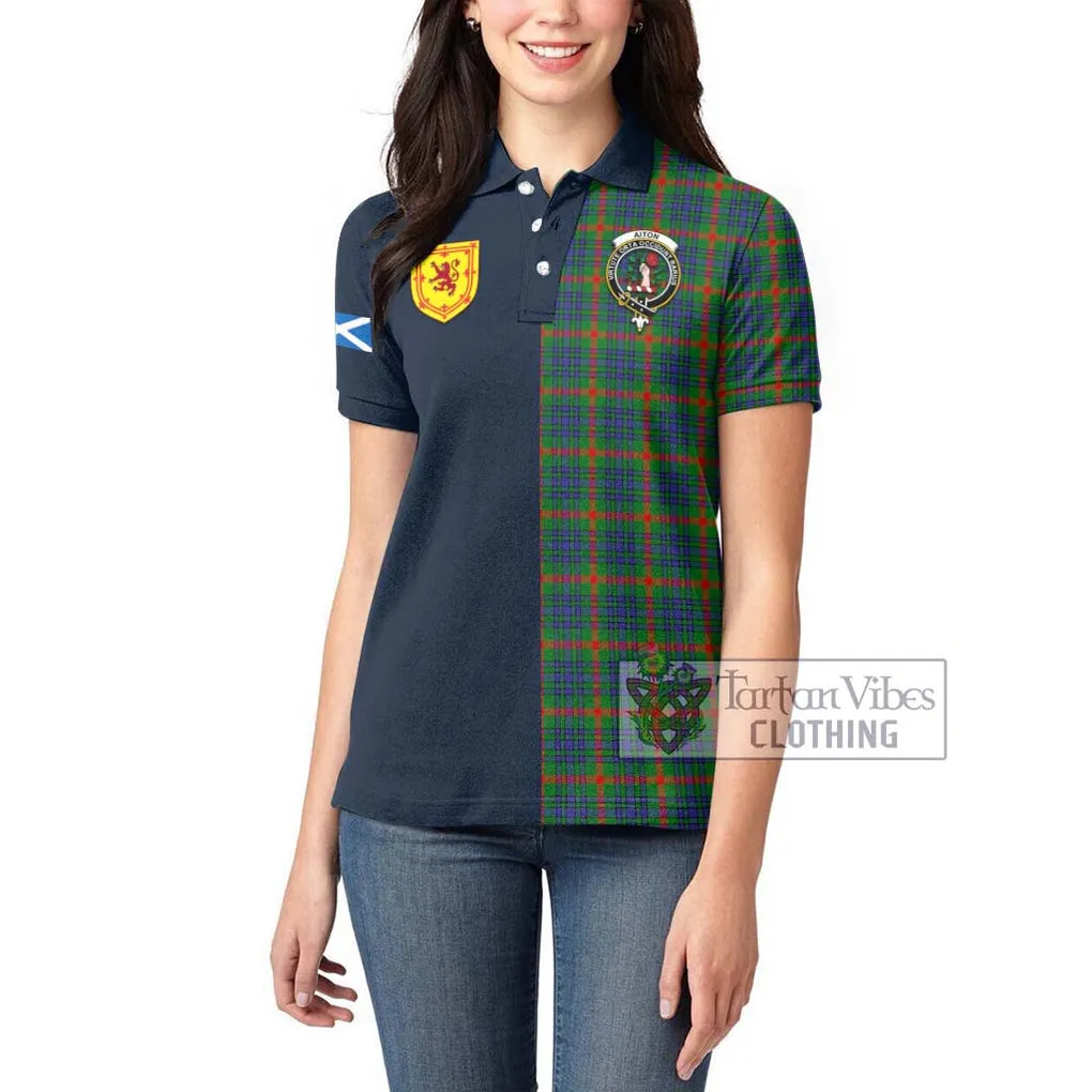 Aiton Tartan Women's Polo Shirt Alba with Scottish Lion Royal Arm Half Style