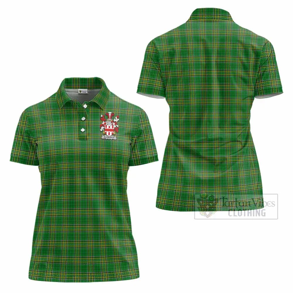 Aldworth Irish Clan Tartan Women's Polo Shirt with Coat of Arms