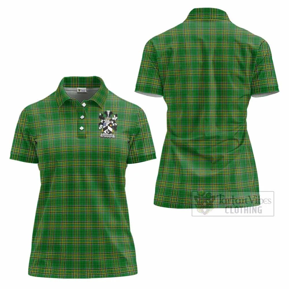 Alexander Irish Clan Tartan Women's Polo Shirt with Coat of Arms