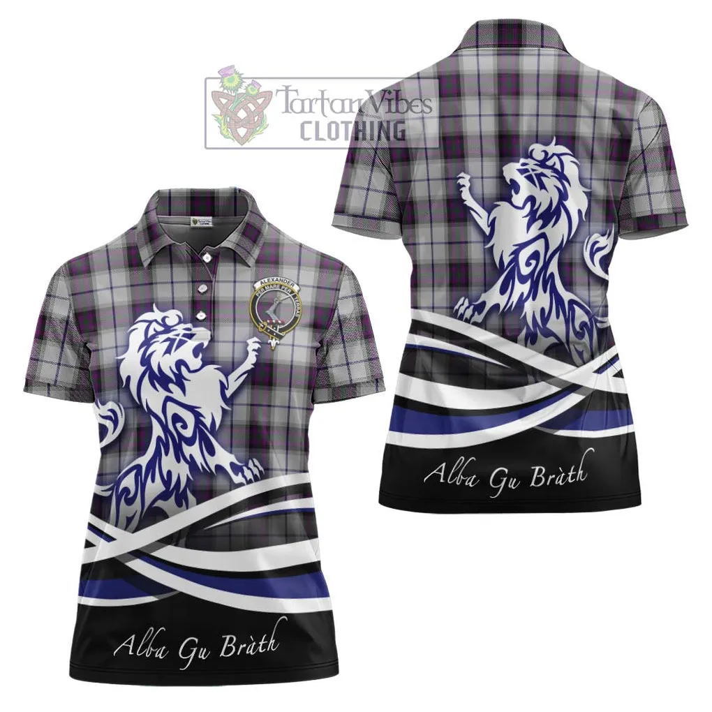 Alexander of Menstry Dress Tartan Women's Polo Shirt with Alba Gu Brath Regal Lion Emblem