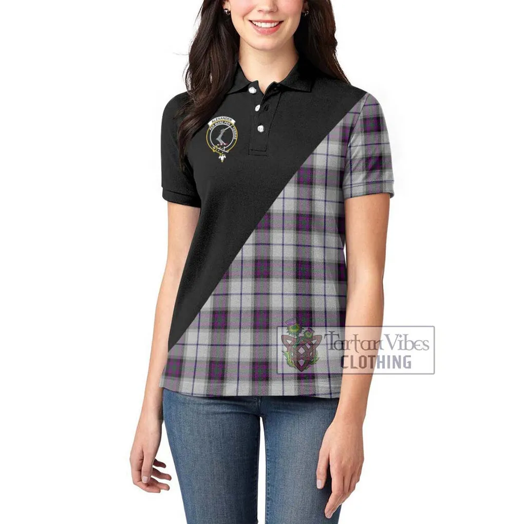 Alexander of Menstry Dress Tartan Women's Polo Shirt with Family Crest and Military Logo Style