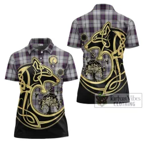 Alexander of Menstry Dress Tartan Women's Polo Shirt with Family Crest Celtic Wolf Style