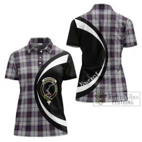 Alexander of Menstry Dress Tartan Women's Polo Shirt with Family Crest Circle Style