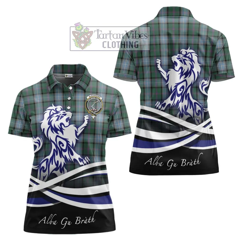 Alexander of Menstry Hunting Tartan Women's Polo Shirt with Alba Gu Brath Regal Lion Emblem