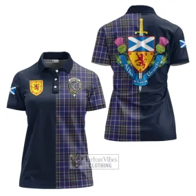 Alexander of Menstry Tartan Women's Polo Shirt Alba with Scottish Lion Royal Arm Half Style