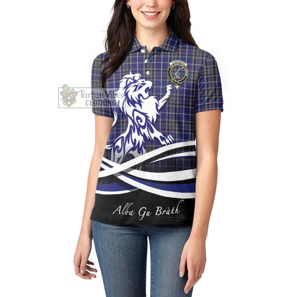 Alexander of Menstry Tartan Women's Polo Shirt with Alba Gu Brath Regal Lion Emblem