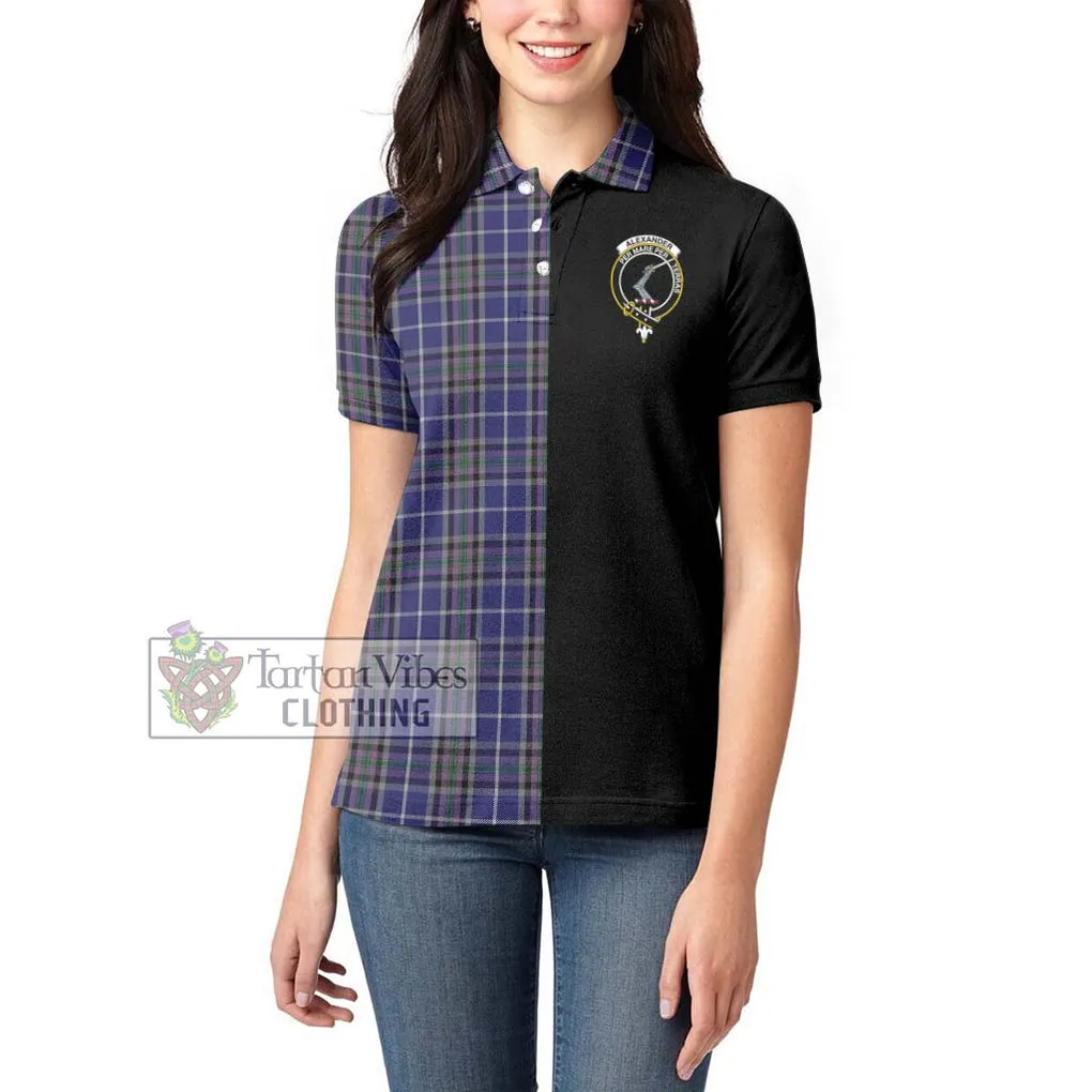 Alexander of Menstry Tartan Women's Polo Shirt with Family Crest and Half Of Me Style