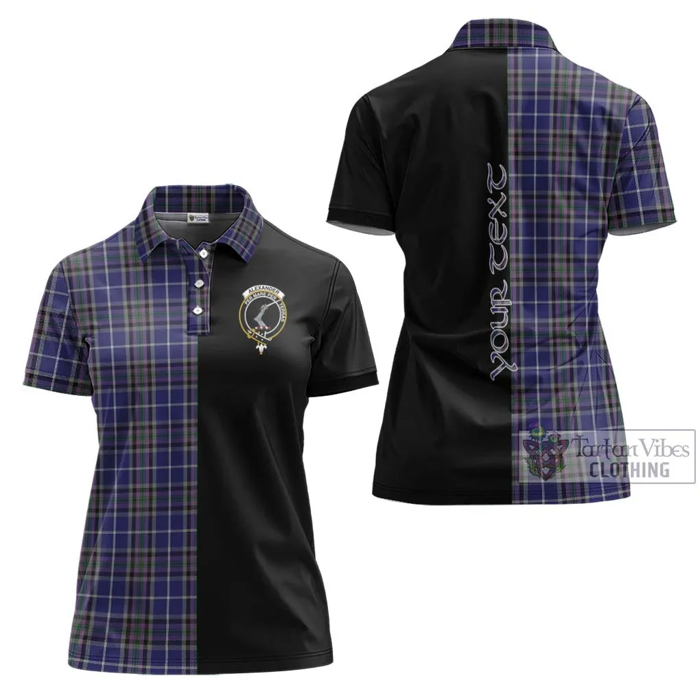 Alexander of Menstry Tartan Women's Polo Shirt with Family Crest and Half Of Me Style