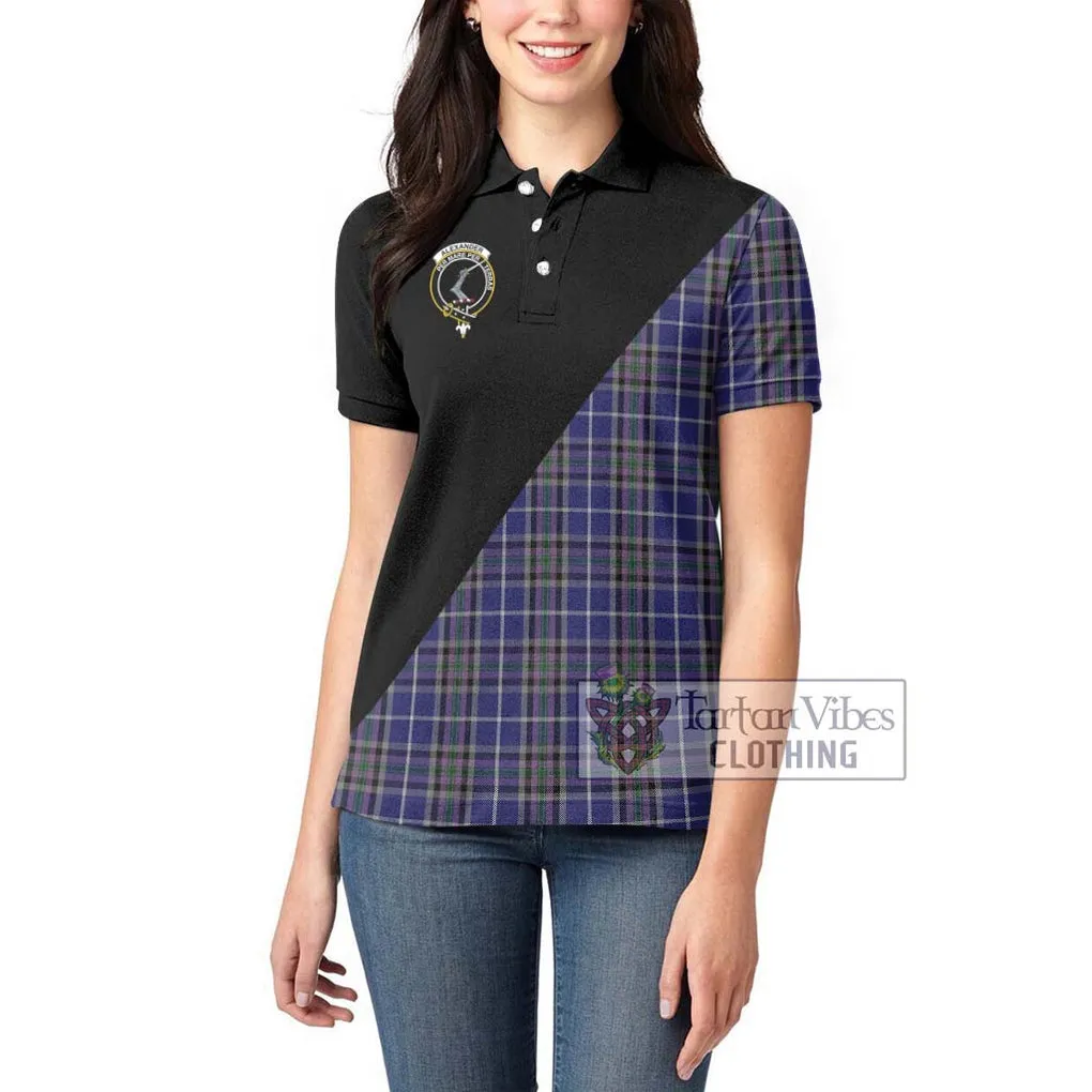 Alexander of Menstry Tartan Women's Polo Shirt with Family Crest and Military Logo Style