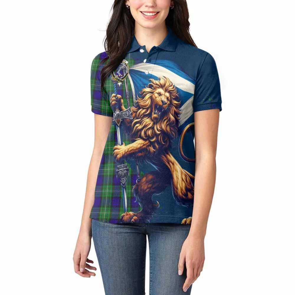 Alexander Tartan Family Crest Women's Polo Shirt with Scottish Majestic Lion