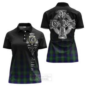 Alexander Tartan Women's Polo Shirt Featuring Alba Gu Brath Family Crest Celtic Inspired