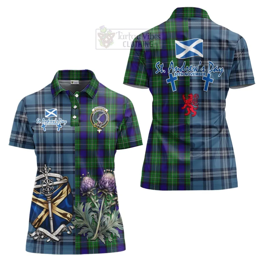 Alexander Tartan Women's Polo Shirt Happy St. Andrew's Day Half Tartan Style