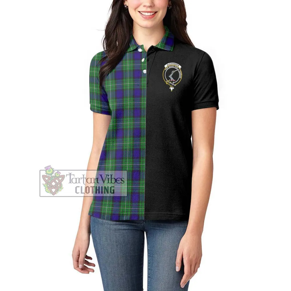 Alexander Tartan Women's Polo Shirt with Family Crest and Half Of Me Style