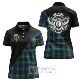 Alexander Tartan Women's Polo Shirt with Family Crest and Military Logo Style