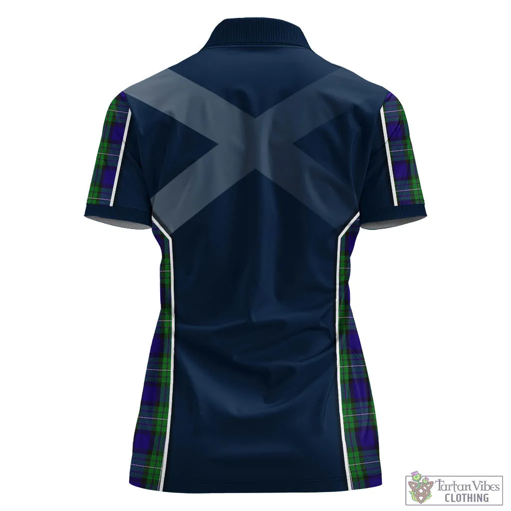 Alexander Tartan Women's Polo Shirt with Family Crest and Scottish Thistle Vibes Sport Style