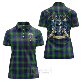 Alexander Tartan Women's Polo Shirt with Family Crest Celtic Skull Style