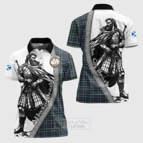 Allardice Tartan Clan Crest Women's Polo Shirt with Highlander Warrior Celtic Style