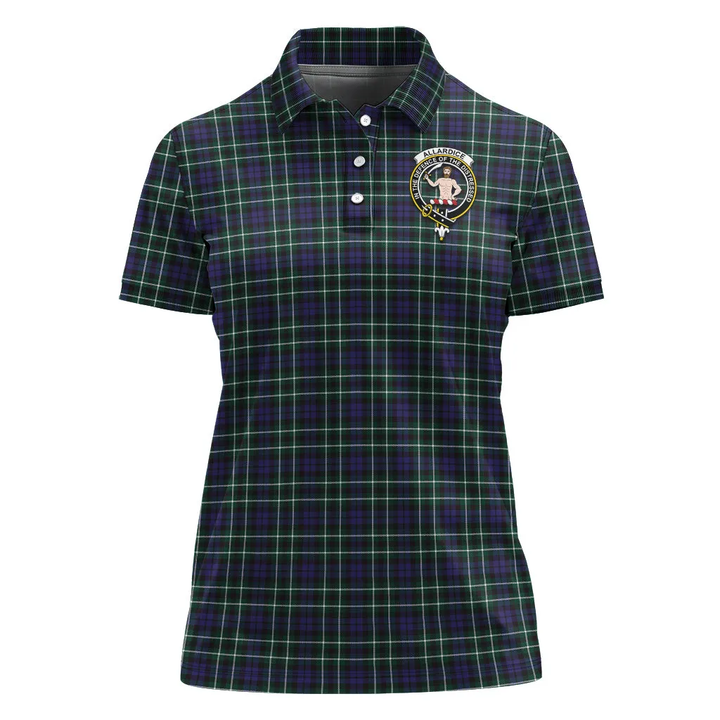 Allardice Tartan Polo Shirt with Family Crest For Women