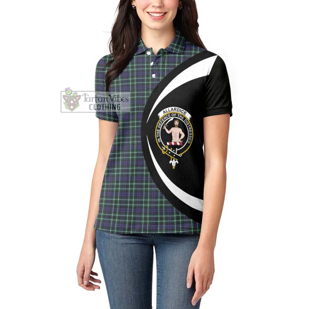 Allardice Tartan Women's Polo Shirt with Family Crest Circle Style