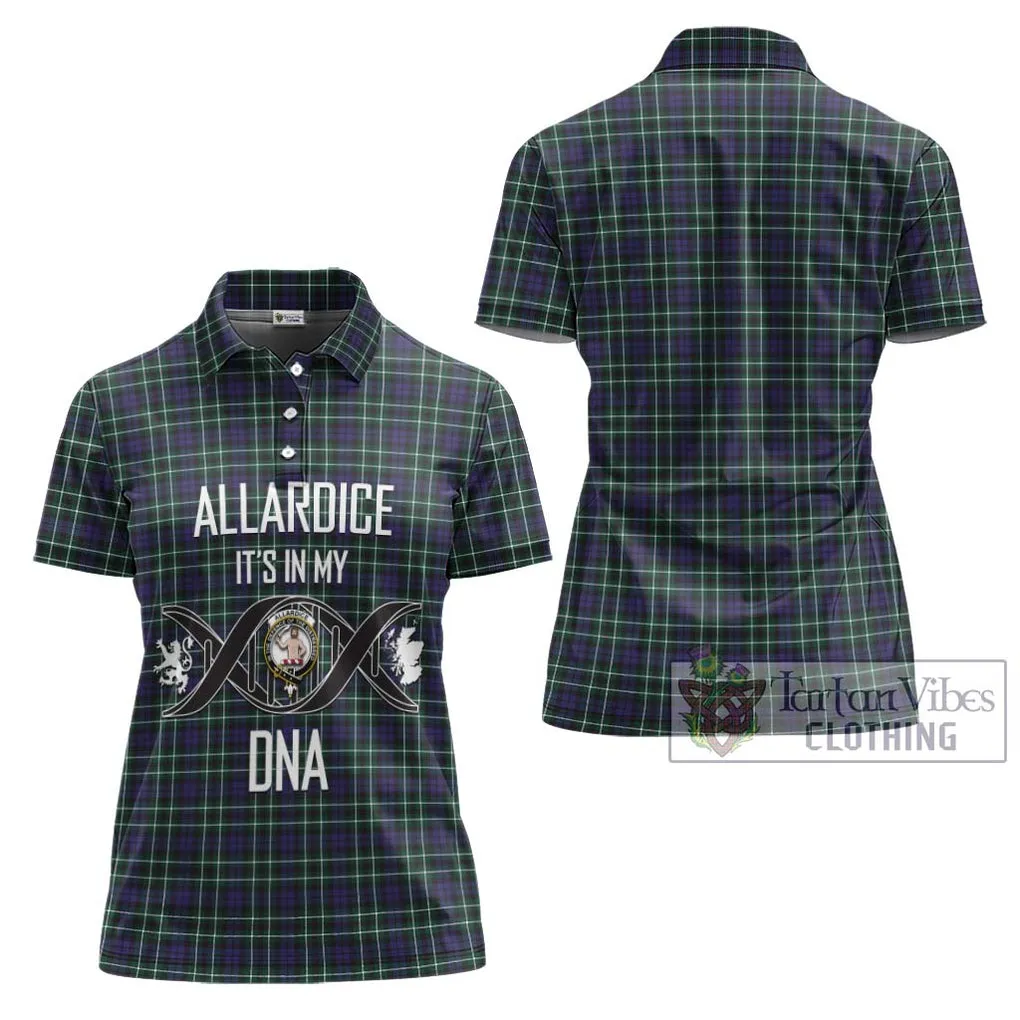 Allardice Tartan Women's Polo Shirt with Family Crest DNA In Me Style