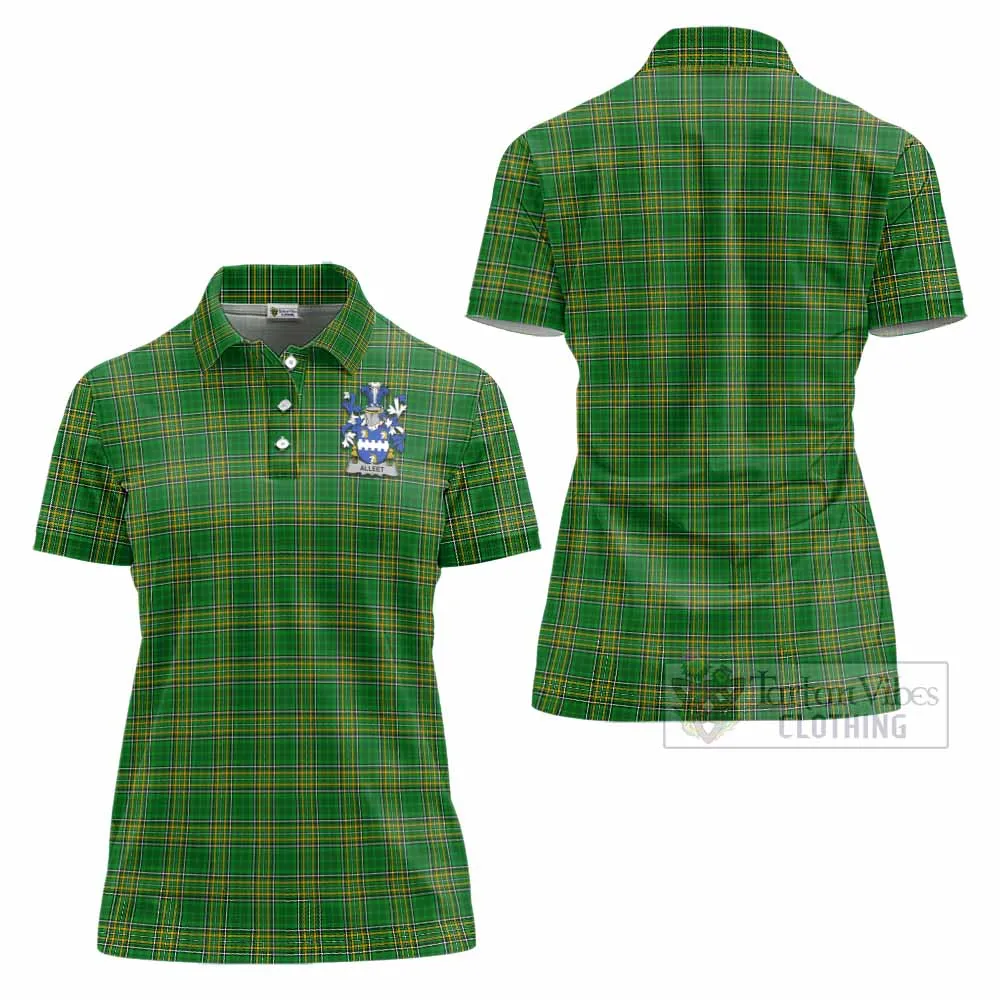 Alleet Irish Clan Tartan Women's Polo Shirt with Coat of Arms