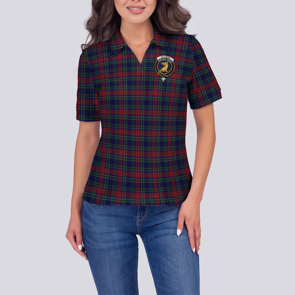 Allison Red Tartan Polo Shirt with Family Crest For Women