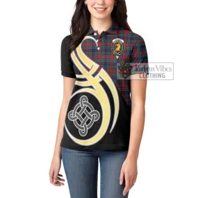 Allison Red Tartan Women's Polo Shirt with Family Crest and Celtic Symbol Style