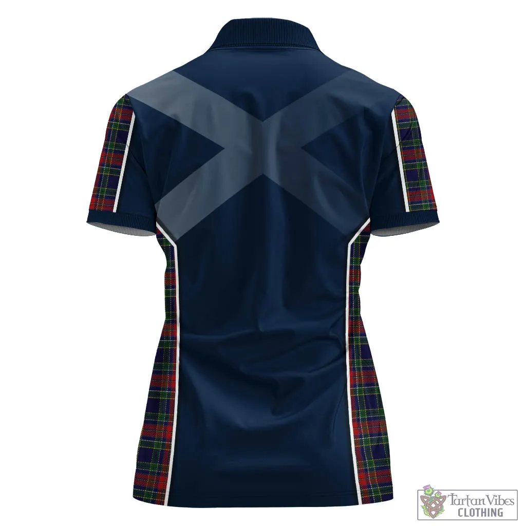 Allison Red Tartan Women's Polo Shirt with Family Crest and Scottish Thistle Vibes Sport Style