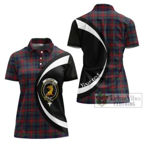 Allison Red Tartan Women's Polo Shirt with Family Crest Circle Style