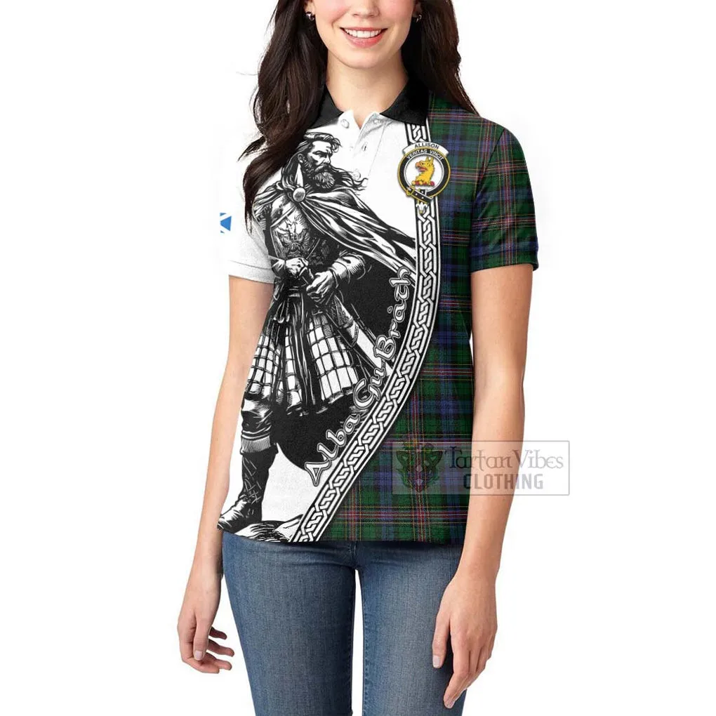 Allison Tartan Clan Crest Women's Polo Shirt with Highlander Warrior Celtic Style