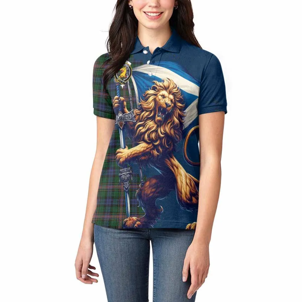 Allison Tartan Family Crest Women's Polo Shirt with Scottish Majestic Lion