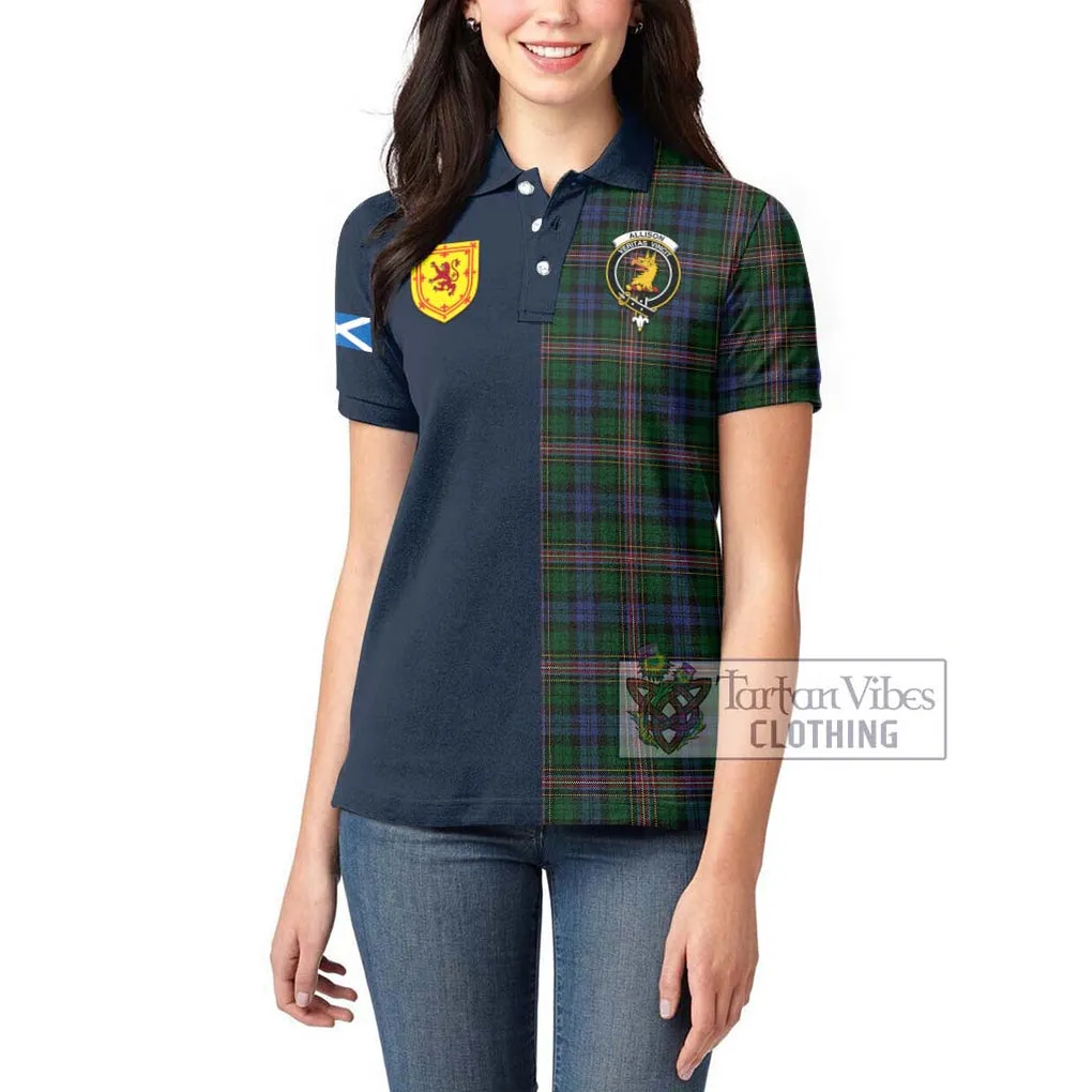 Allison Tartan Women's Polo Shirt Alba with Scottish Lion Royal Arm Half Style