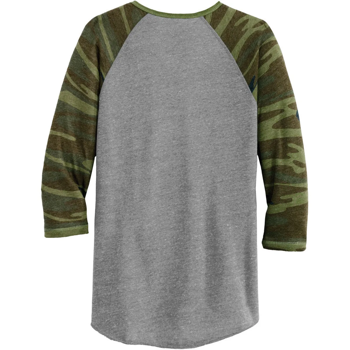 Alternative Apparel Men's Grey/Camo Eco-Jersey 3/4-Sleeve Raglan Henley