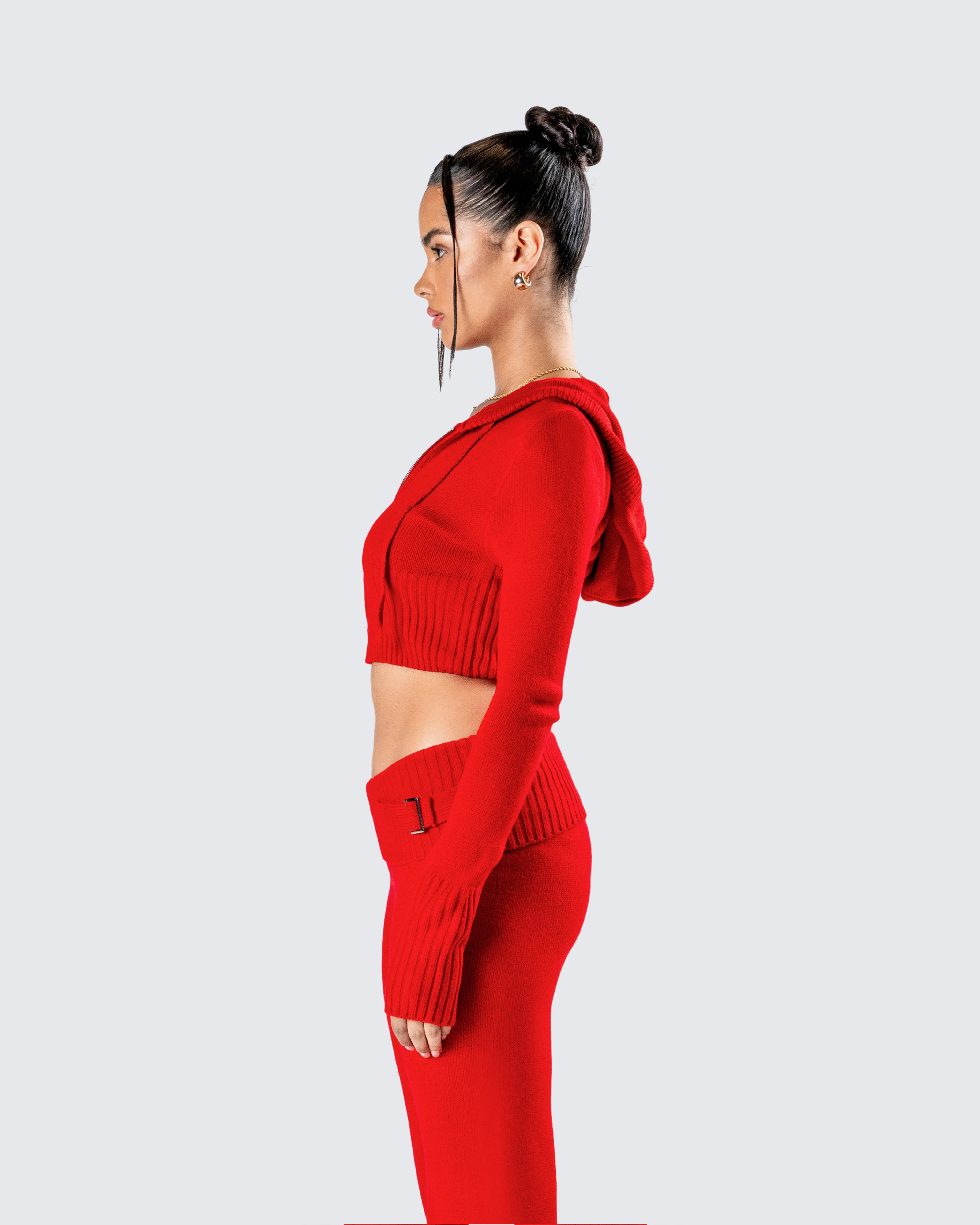 Alyssa Red Knit Cropped Jacket