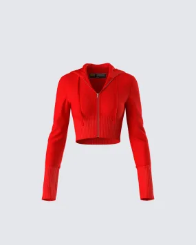 Alyssa Red Knit Cropped Jacket