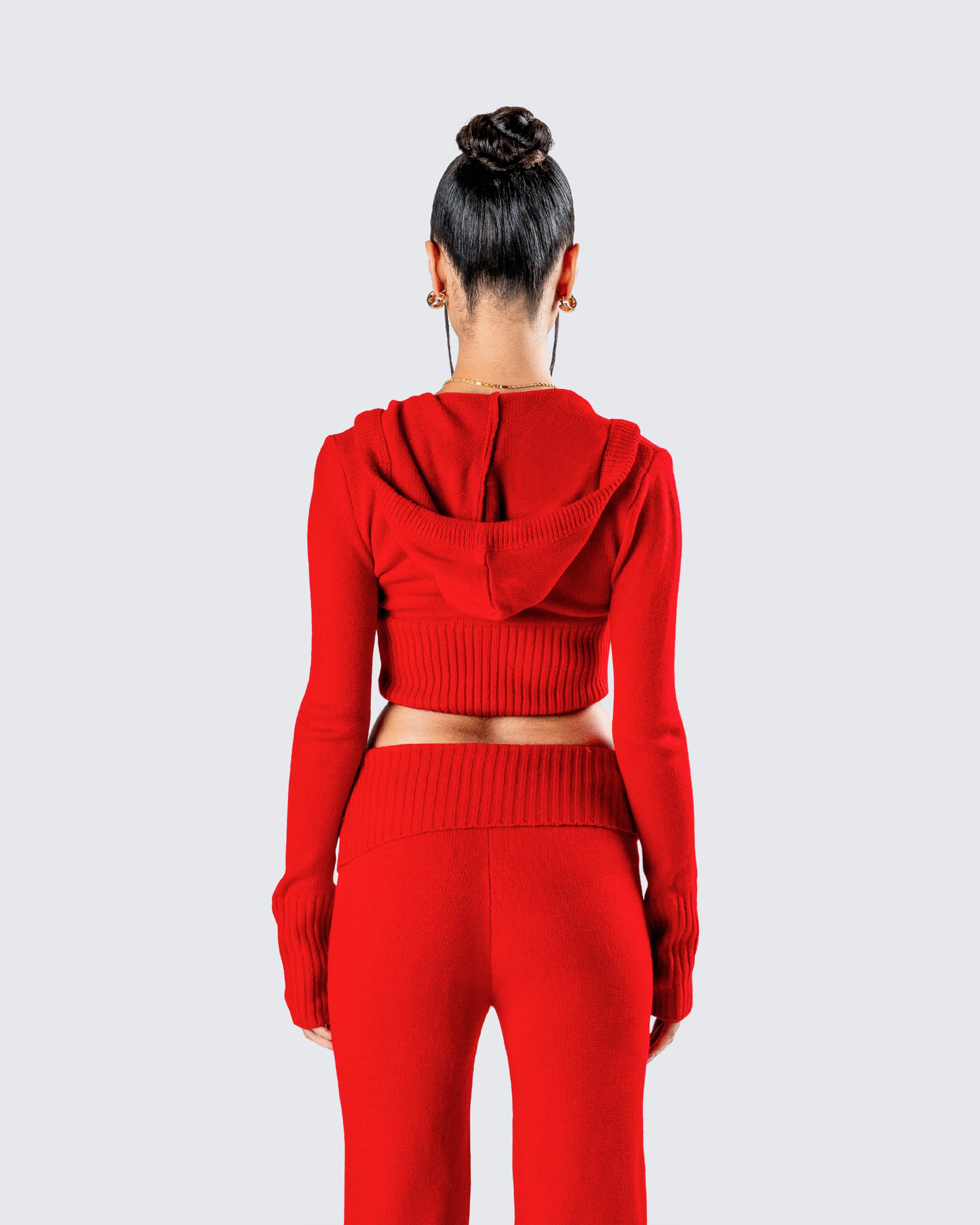 Alyssa Red Knit Cropped Jacket