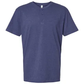 American Apparel Men's Heather Indigo CVC Henley Tee