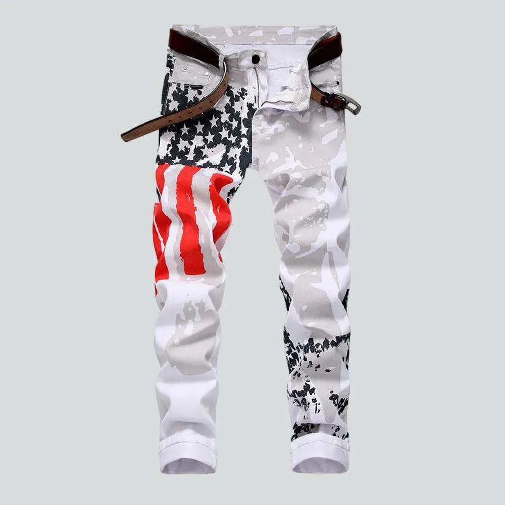 American flag white men's jeans