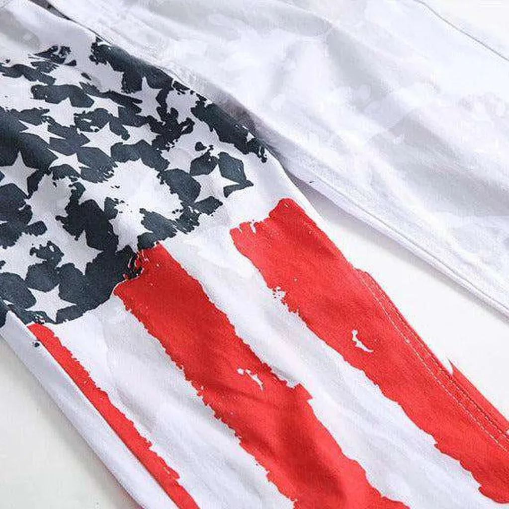 American flag white men's jeans